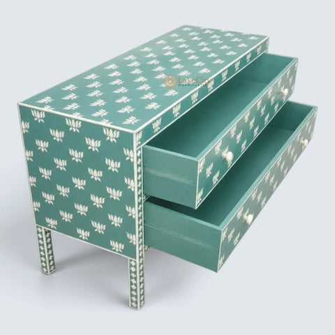 Hazel Bone Inlay 2 Drawer Sideboard Slate Green