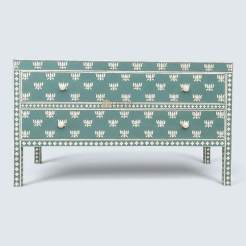 Hazel Bone Inlay 2 Drawer Sideboard Slate Green