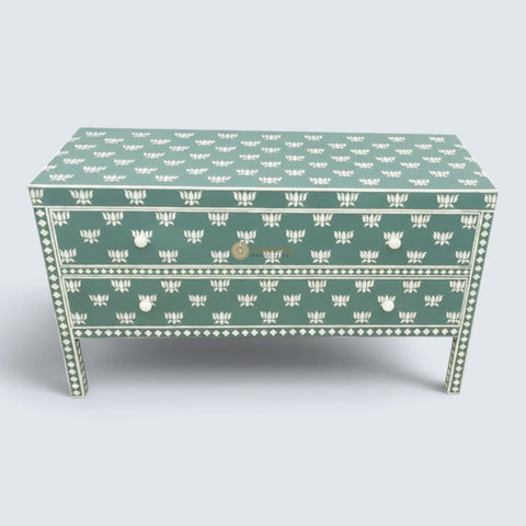 Hazel Bone Inlay 2 Drawer Sideboard Slate Green