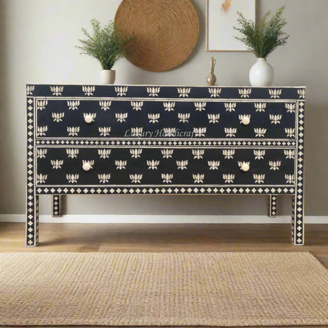 Hazel Bone Inlay 2 Drawer Sideboard Black