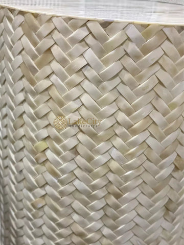 Herringbone Bone Inlay Round Side Table
