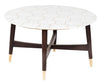 Honeycomb Brass Inlay White Marble Coffee Table 2