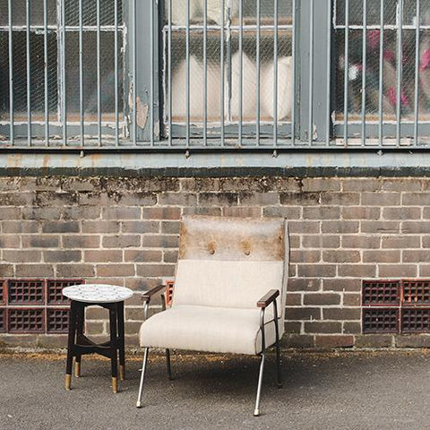 Honeycomb Brass Inlay White Marble Side Table 4