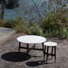 Honeycomb Brass Inlay White Marble Side Table 5