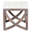 White Marble And Honeycomb Brass Inlay Side Table 2