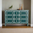 Dot Bone Inlay 9 Drawer Chest Dark Green