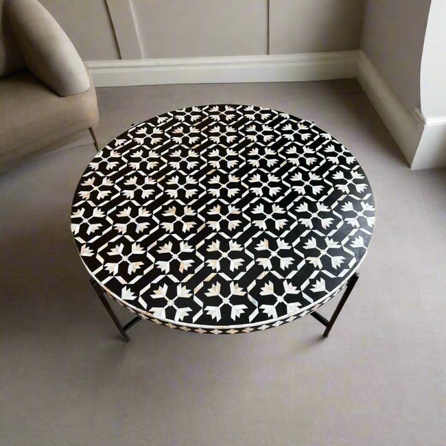 Gabi MOP Inlay Lotus Center Table Black 4