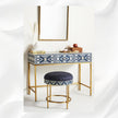 Ikat Bone Inlay Vanity Table Blue 4