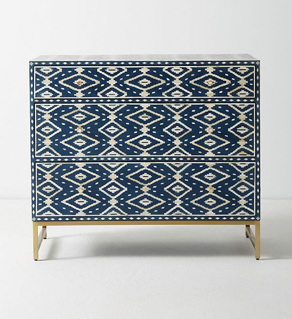 Ikat Bone Inlay 3 Drawer Dresser 1