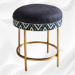 Ikat Bone Inlay Round Stool Blue 2