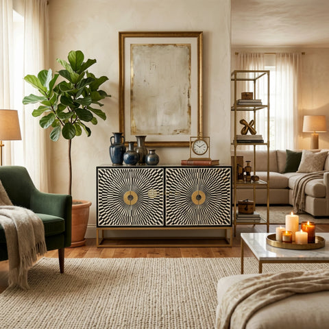 Illusion Bone Inlay Sideboard Black