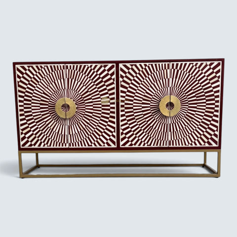 Illusion Bone Inlay Sideboard Red