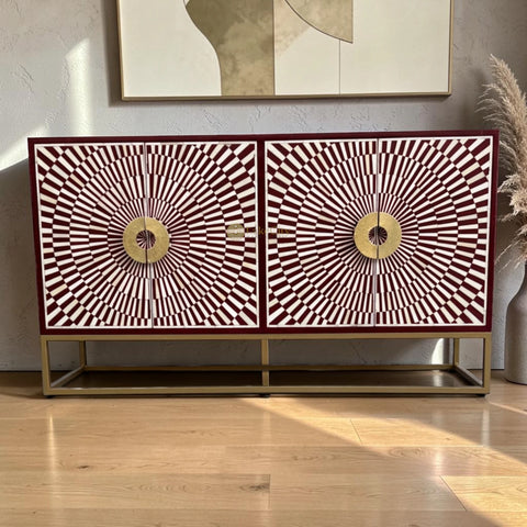 Illusion Bone Inlay Sideboard Red