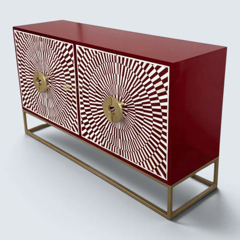 Illusion Bone Inlay Sideboard Red