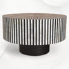 Illusion Round Bone Inlay Coffee Table Black 5