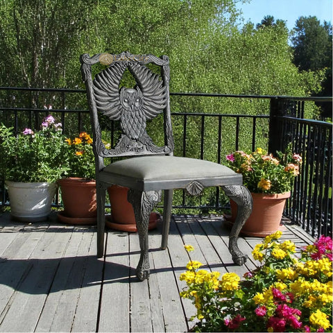 Handcarved Menagerie Owl Dining Chair Black Set of 2