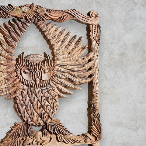 Handcarved Menagerie Owl Dining Chair Brown Set of 2