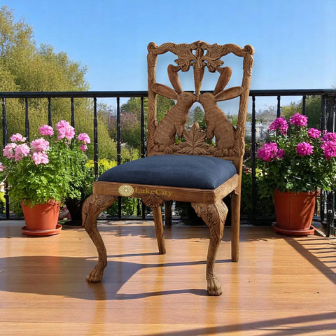 Handcarved Menagerie Rabbit Dining Chair Brown Set of 2
