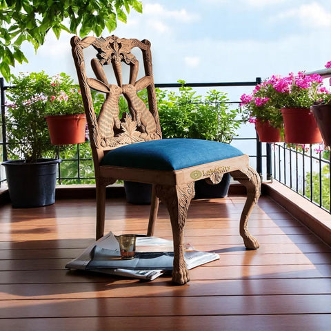 Handcarved Menagerie Rabbit Dining Chair Brown Set of 2