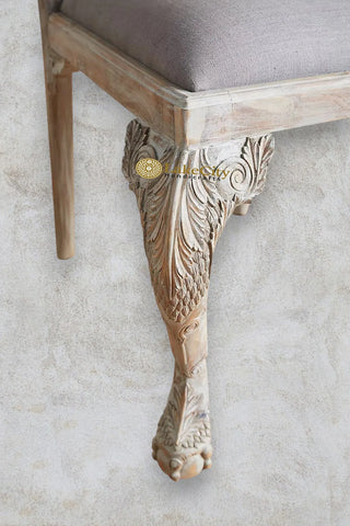 Handcarved Menagerie Rabbit Dining Chair White Set of 2