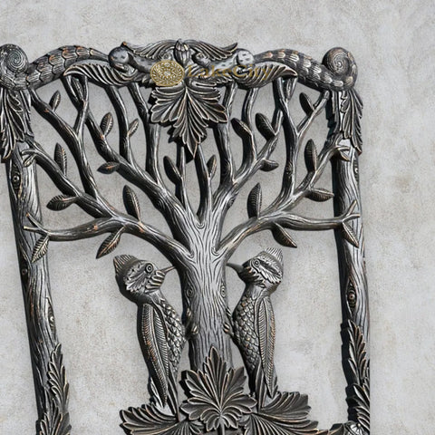 Handcarved Menagerie Woodpecker Dining Chair Black Set of 2