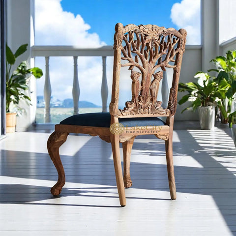Handcarved Menagerie Woodpecker Dining Chair Brown Set of 2