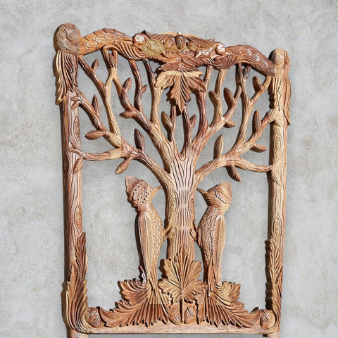 Handcarved Menagerie Woodpecker Dining Chair Brown Set of 2