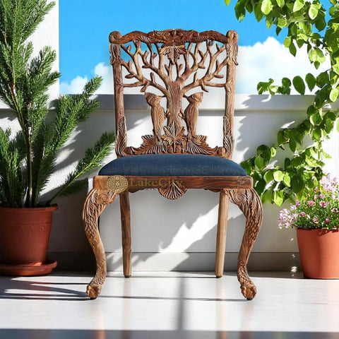 Handcarved Menagerie Woodpecker Dining Chair Brown Set of 2