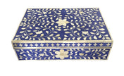 Bone Inlay Box Floral Design Light Indigo 3