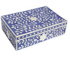 Bone Inlay Box Floral Design Light Indigo  1