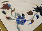 Italian Marble Side Table With Floral Gemstone Inlay 3