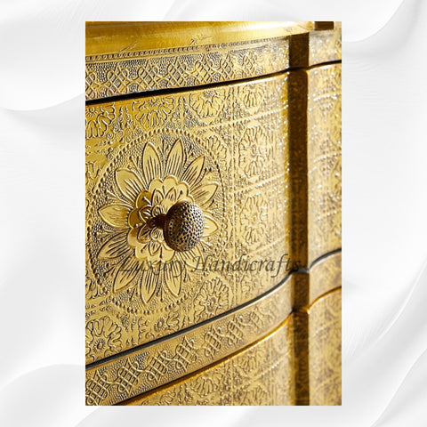 Jaden Antique Brass Embossed 3 Drawer Chest 4