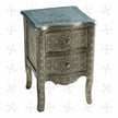 Jaden Antique White Metal Embossed 2 Drawer Bedside 2