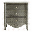 Jaden Antique White Metal Embossed 3 Drawer Bedside 1