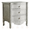 Jaden Antique White Metal Embossed 3 Drawer Bedside 2