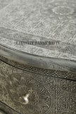 Jaden Antique White Metal Embossed 2 Drawer Bedside