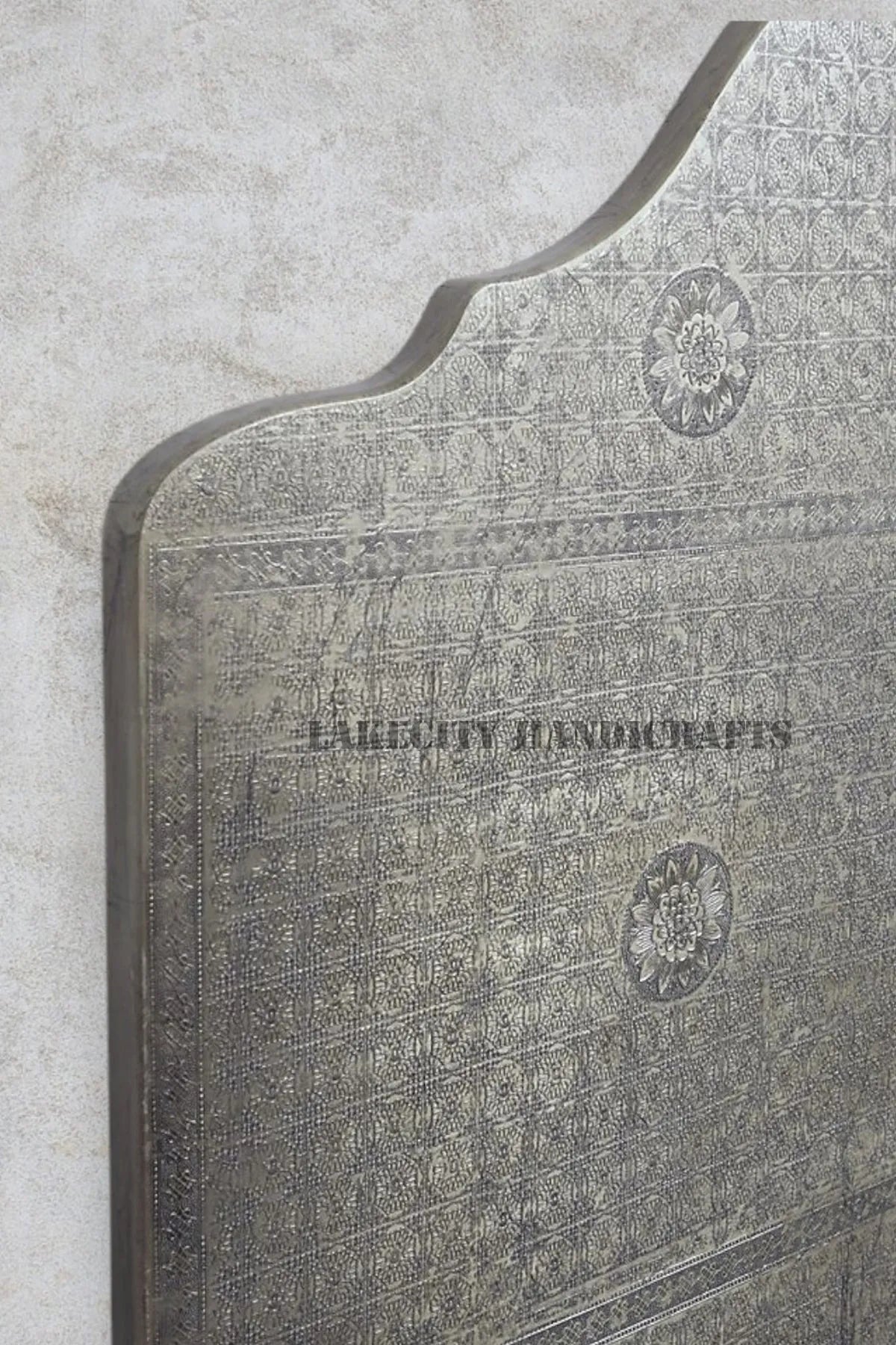 white metal headboard