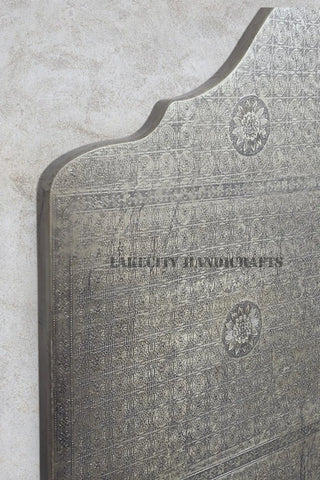 white metal headboard