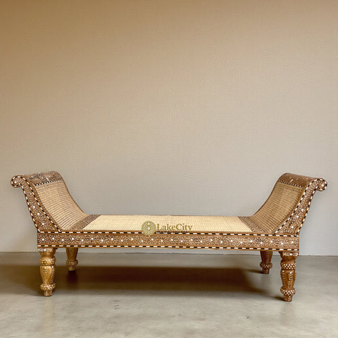 Jaylen Teakwood Bone Inlay Cane Daybed Natural