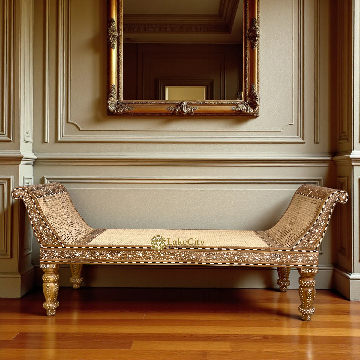 Jaylen Teakwood Bone Inlay Cane Daybed Natural