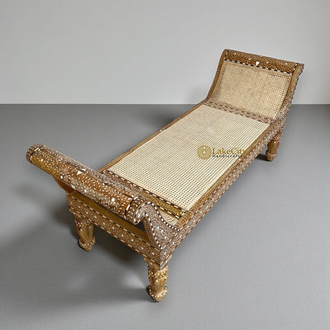 Jaylen Teakwood Bone Inlay Cane Daybed Natural
