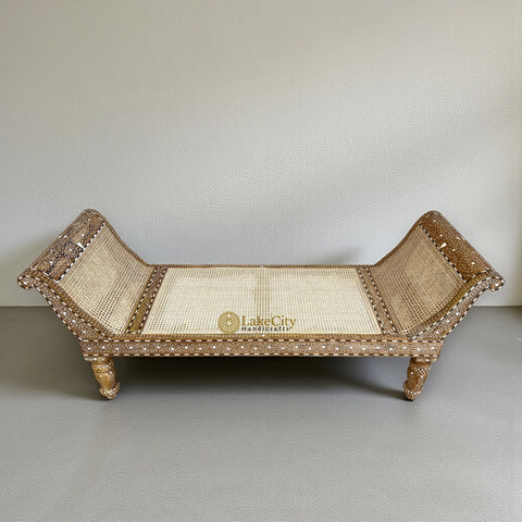 Jaylen Teakwood Bone Inlay Cane Daybed Natural