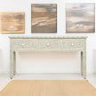 Grey Bone Inlay Geometric 3 Drawer Console