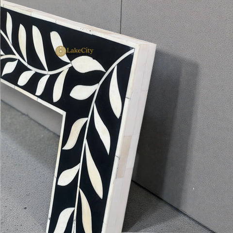 Kyra Bone Inlay Flower Wall Mirror Black