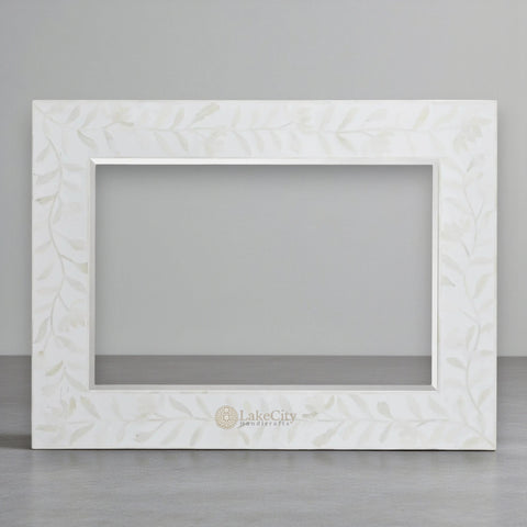 Kyra Bone Inlay Flower Wall Mirror White
