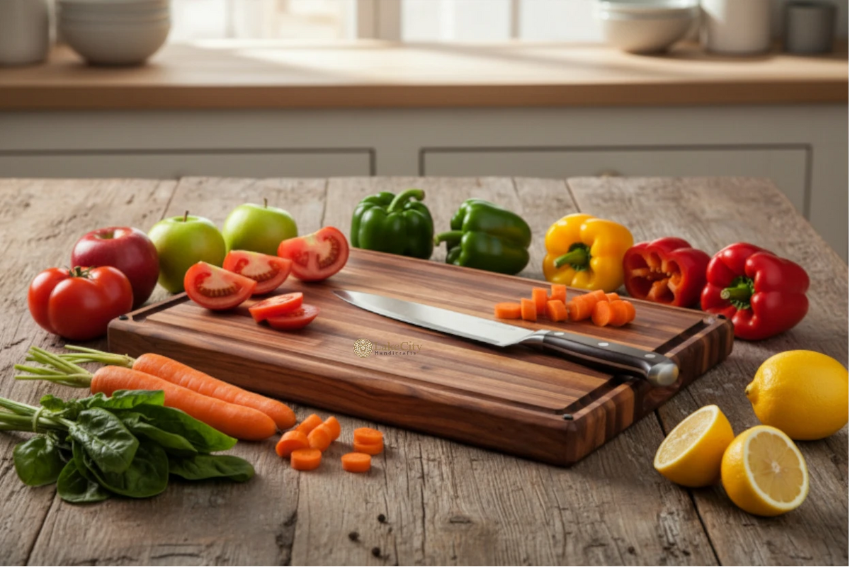 Large Thick Edge Grain Walnut Wood Cutting Board with Non-Slip Feet