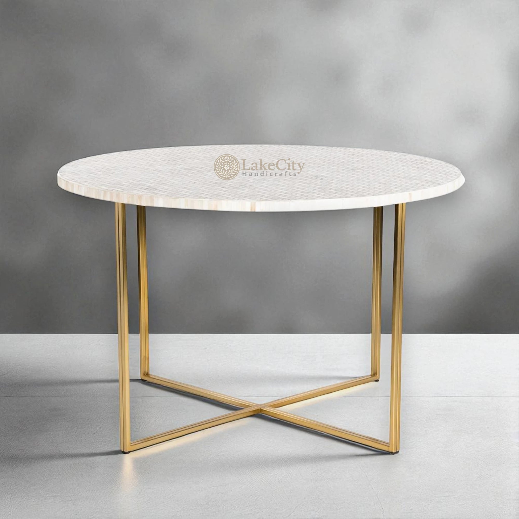 Lattice Bone Inlay Dining Table Grey