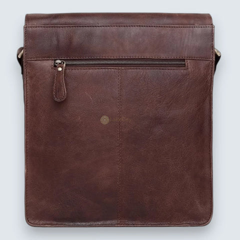 Leather Sling Messenger Bag For Men Brown Crackle