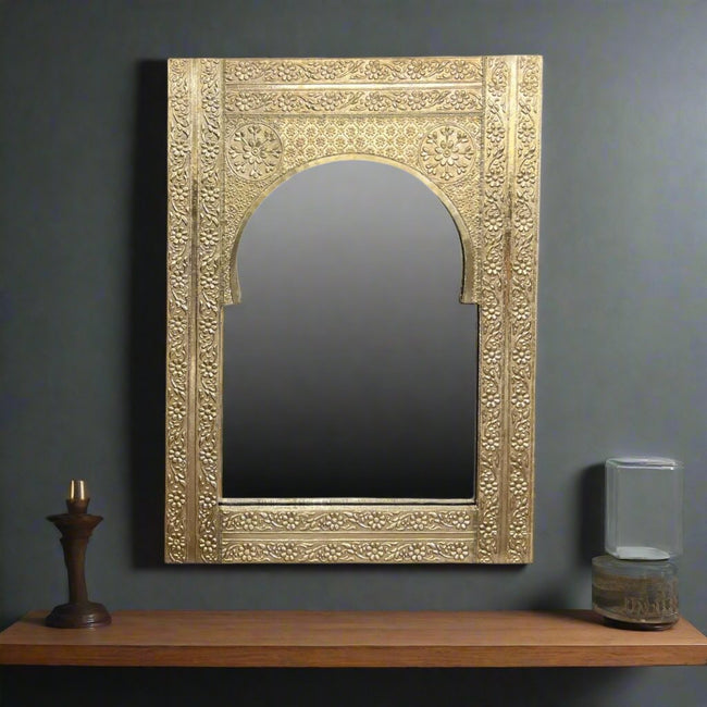 Lydia Brass Embossed Wall Mirror