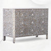 MOP Inlay Edge Floral 3 Drawer Dresser Dark Grey 4